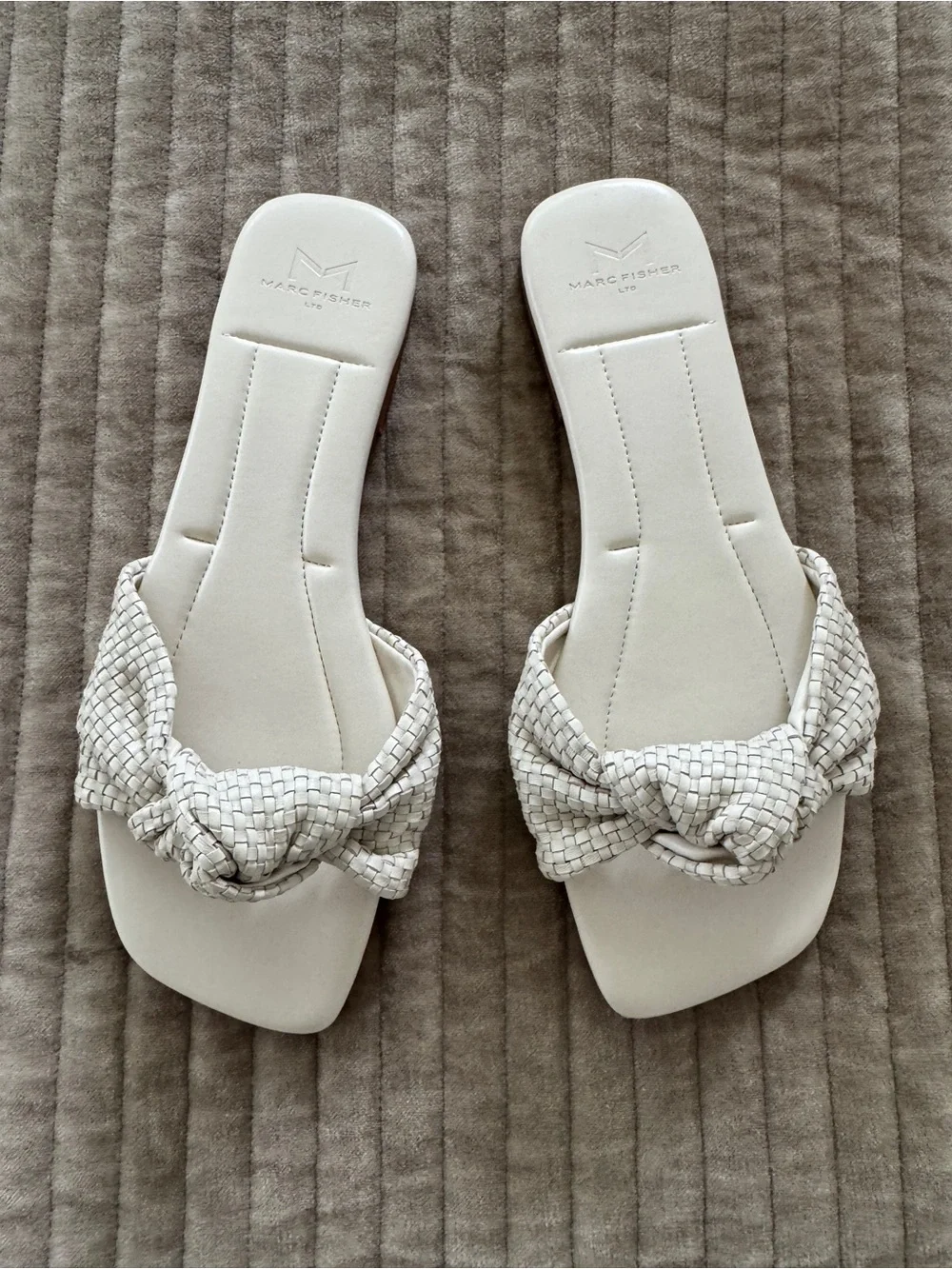 Marc Fisher Cream Braided Knot Slide Sandals